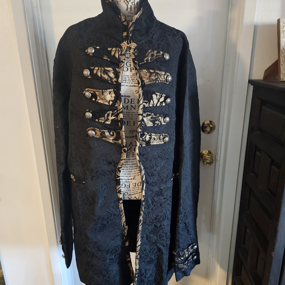 Elegant Black and Gold Military Jacket